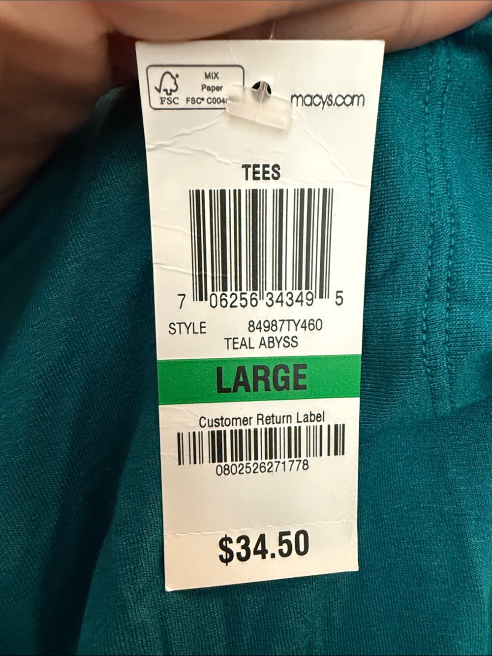 NWT JM Colleftion Teal Long Sleeve Top Size Large